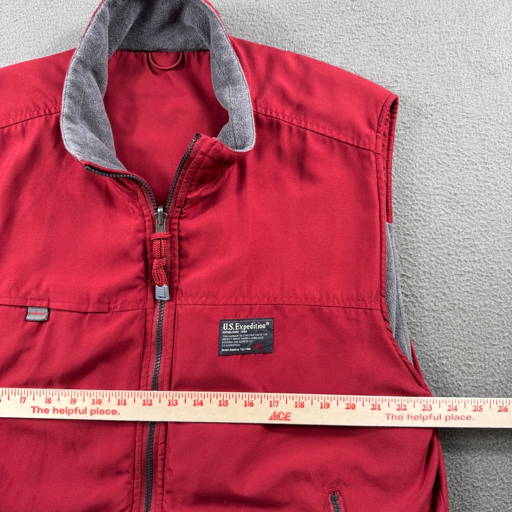 US Expedition Vest Mens XL Red Gray Reversible Fleece Lined Gorpcore Utility - Picture 5 of 8
